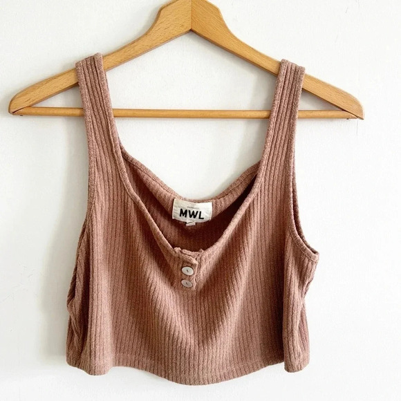 Madewell MWL tan soft stretchy Ribbed Crop Tank top size XL - Picture 5 of 9